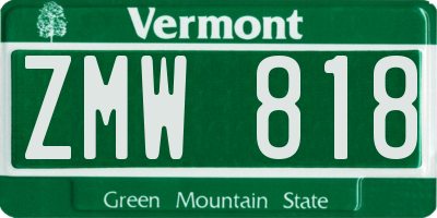 VT license plate ZMW818