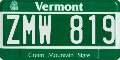 VT license plate ZMW819