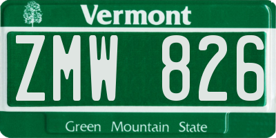VT license plate ZMW826