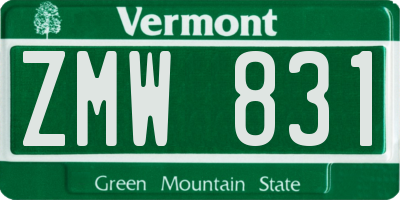 VT license plate ZMW831