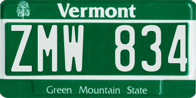 VT license plate ZMW834