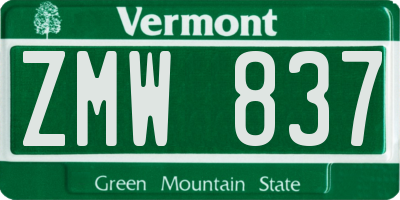 VT license plate ZMW837