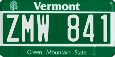 VT license plate ZMW841