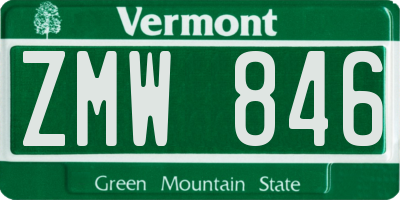 VT license plate ZMW846