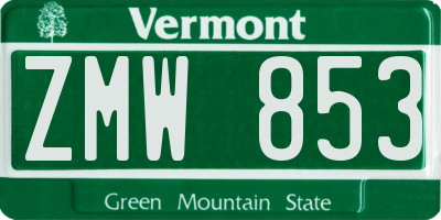 VT license plate ZMW853