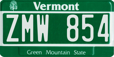 VT license plate ZMW854