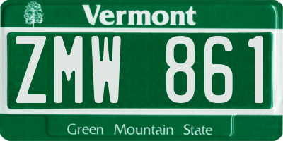 VT license plate ZMW861