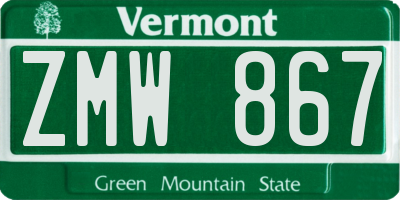 VT license plate ZMW867