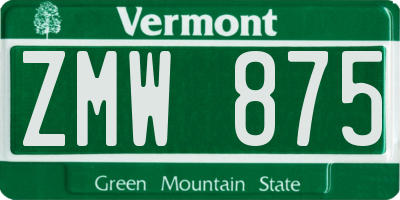 VT license plate ZMW875