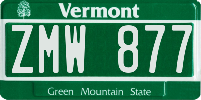 VT license plate ZMW877