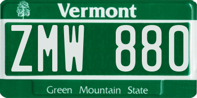 VT license plate ZMW880