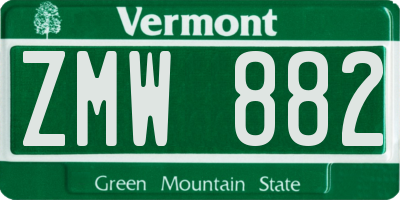 VT license plate ZMW882
