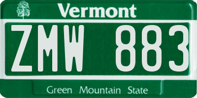 VT license plate ZMW883