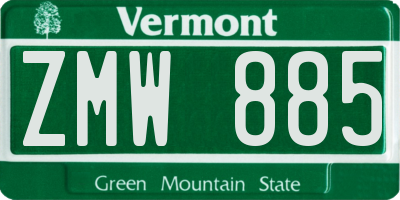 VT license plate ZMW885