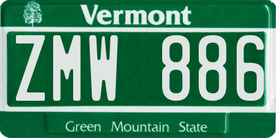 VT license plate ZMW886