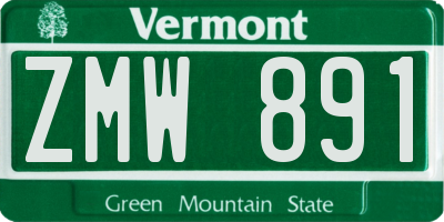VT license plate ZMW891