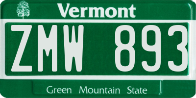 VT license plate ZMW893