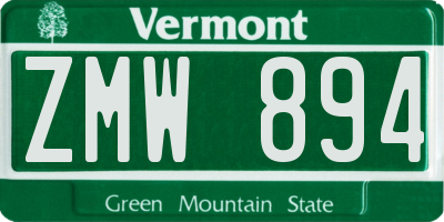VT license plate ZMW894