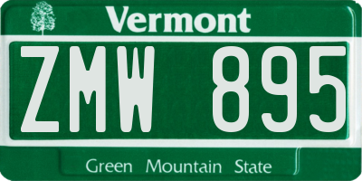 VT license plate ZMW895