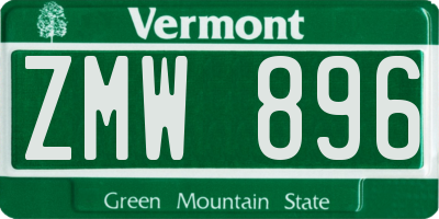 VT license plate ZMW896