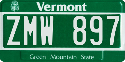 VT license plate ZMW897
