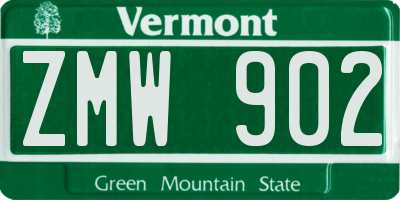 VT license plate ZMW902