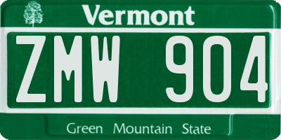 VT license plate ZMW904