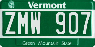 VT license plate ZMW907
