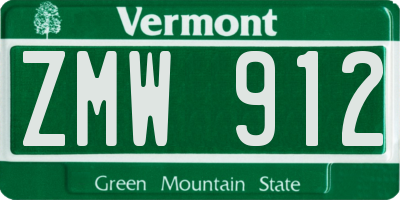 VT license plate ZMW912