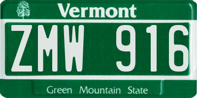 VT license plate ZMW916