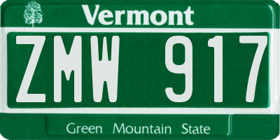 VT license plate ZMW917