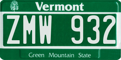 VT license plate ZMW932