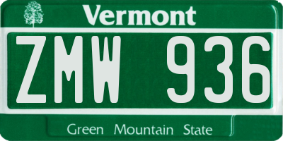 VT license plate ZMW936