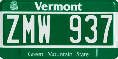 VT license plate ZMW937