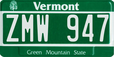 VT license plate ZMW947