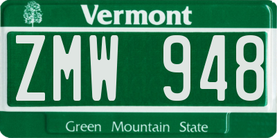 VT license plate ZMW948