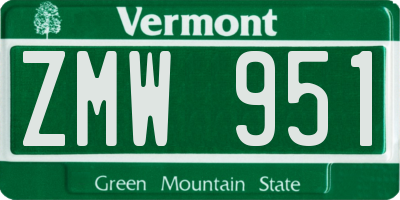 VT license plate ZMW951