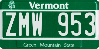 VT license plate ZMW953