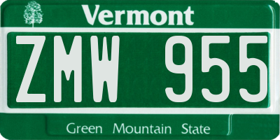 VT license plate ZMW955