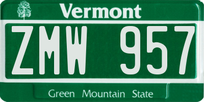 VT license plate ZMW957