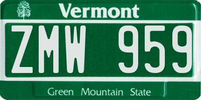 VT license plate ZMW959