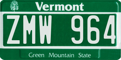 VT license plate ZMW964