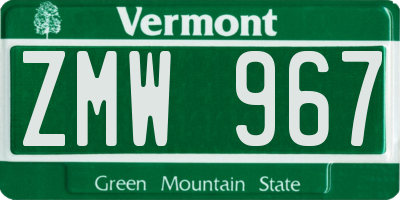 VT license plate ZMW967