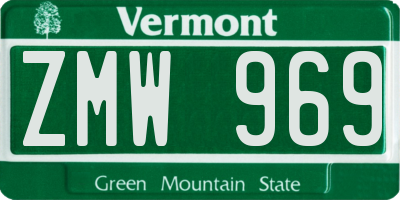 VT license plate ZMW969