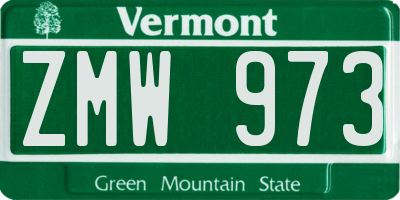 VT license plate ZMW973