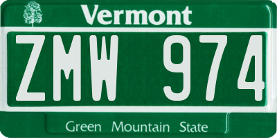 VT license plate ZMW974