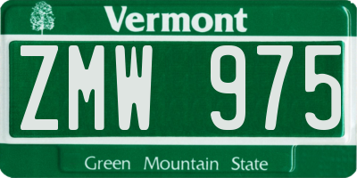 VT license plate ZMW975