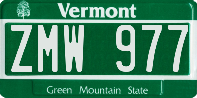 VT license plate ZMW977