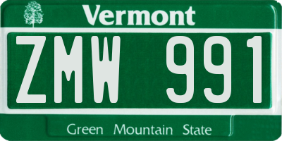VT license plate ZMW991