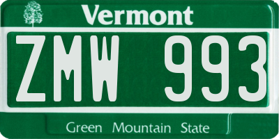 VT license plate ZMW993
